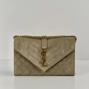 Saint Laurent Suede Matelasse Beige Envelope Small Bag
