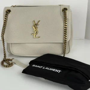 Saint Laurent Niki Medium Leather Shoulder Bag in Crema Soft
