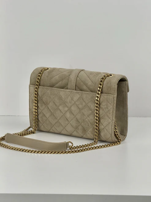 Saint Laurent Suede Matelasse Beige Envelope Small Bag - Image 4