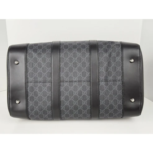 Gucci Large Savoy Duffle Bag GG Supreme Monogram Grey/Black Calfskin Trim - Image 11