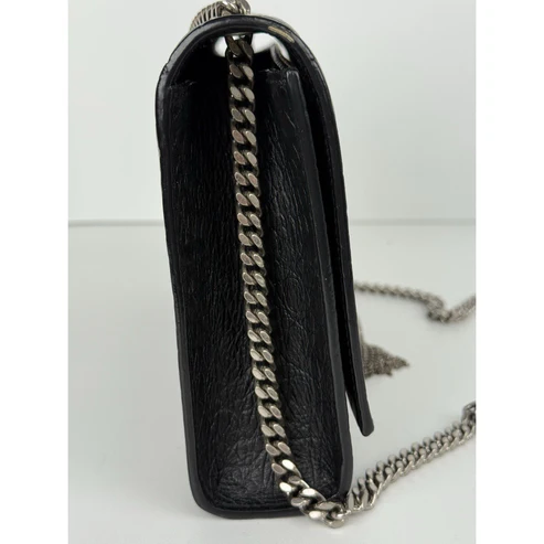 SAINT LAURENT Calfskin Crocodile Embossed Medium Kate Tassel Crossbody Black - Image 3