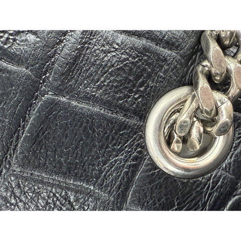 SAINT LAURENT Calfskin Crocodile Embossed Medium Kate Tassel Crossbody Black - Image 10