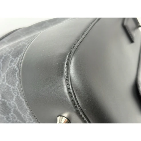 Gucci Large Savoy Duffle Bag GG Supreme Monogram Grey/Black Calfskin Trim - Image 9