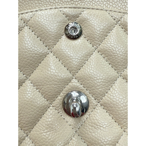 CHANEL Medium Classic Double Flap Beige Caviar Leather Shoulder Bag 2012-2013 - Image 8