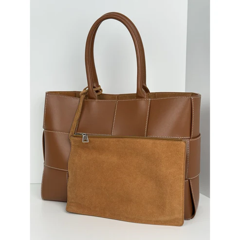 Bottega Veneta Nappa Maxi Intrecciato Men’s Arco Tote in Wood - Image 2