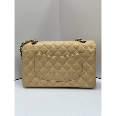 CHANEL Medium Classic Double Flap Beige Caviar Leather Shoulder Bag 2012-2013 - Image 9