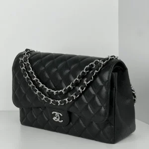 CHANEL Jumbo Classic Double Flap Black Caviar Leather Shoulder Bag 2022