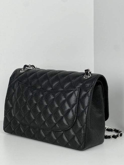 CHANEL Jumbo Classic Double Flap Black Caviar Leather Shoulder Bag 2022 - Image 12