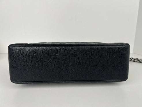 CHANEL Jumbo Classic Double Flap Black Caviar Leather Shoulder Bag 2022 - Image 11
