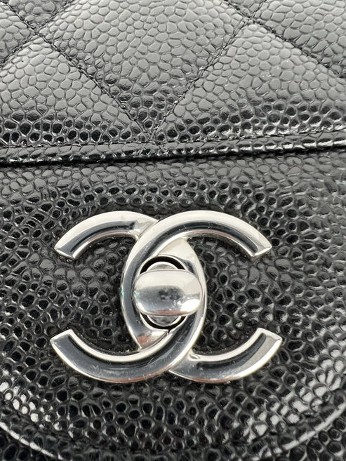CHANEL Jumbo Classic Double Flap Black Caviar Leather Shoulder Bag 2022 - Image 7